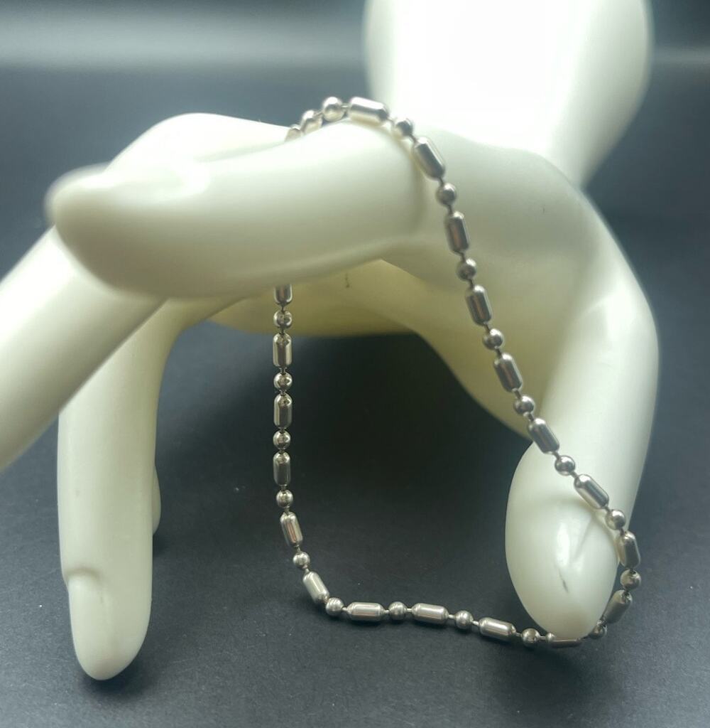 925 Italy Sterling Silver 7" Dot Dash Bracelet Lobster Claw Clasp Stackable 3.2g